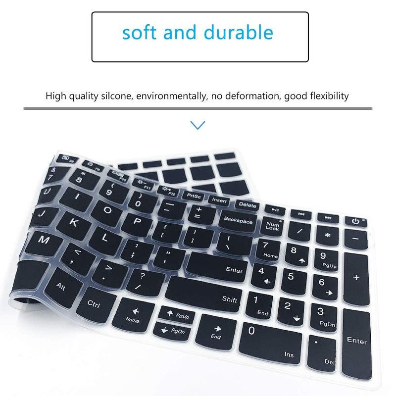 MUBUY-GOL MUBUY Keyboard Cover for 2020 2019 New Lenovo IdeaPad 15.6" 17.3" 320 330 330s 340s 520 S540 720s 130 S145 L340 S340 V330 V130 Keyboard Protective Skin [with Numeric Keypad] -Black - Image 3